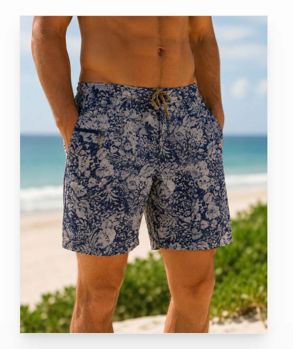 Patagonia Swim Trunks Board Shorts Mens 38 Blue Floral Print Quick Dry Surf